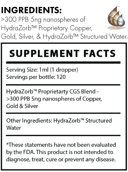HydraZorb Total-3 Copper Gold Silver Shield (image 4 of 4), Water & Light for Health, Sandy UT